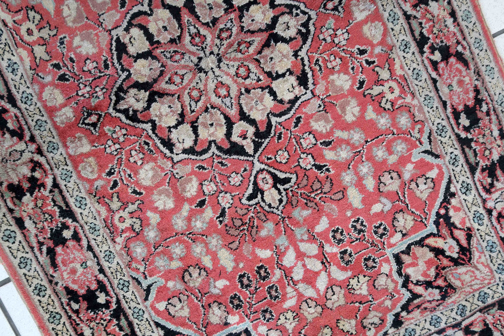 Handmade Vintage Persian Tabriz Kashmir Rug 2.5'x4.2', 78cmx129cm 1960s