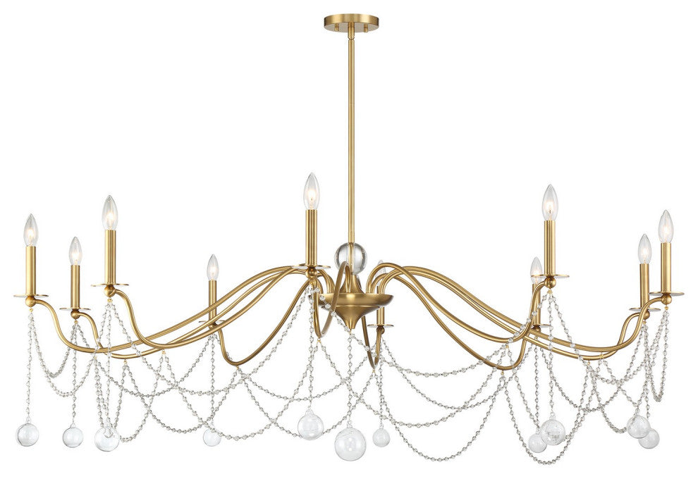 Mariposa 10-Light Chandelier, Warm Brass