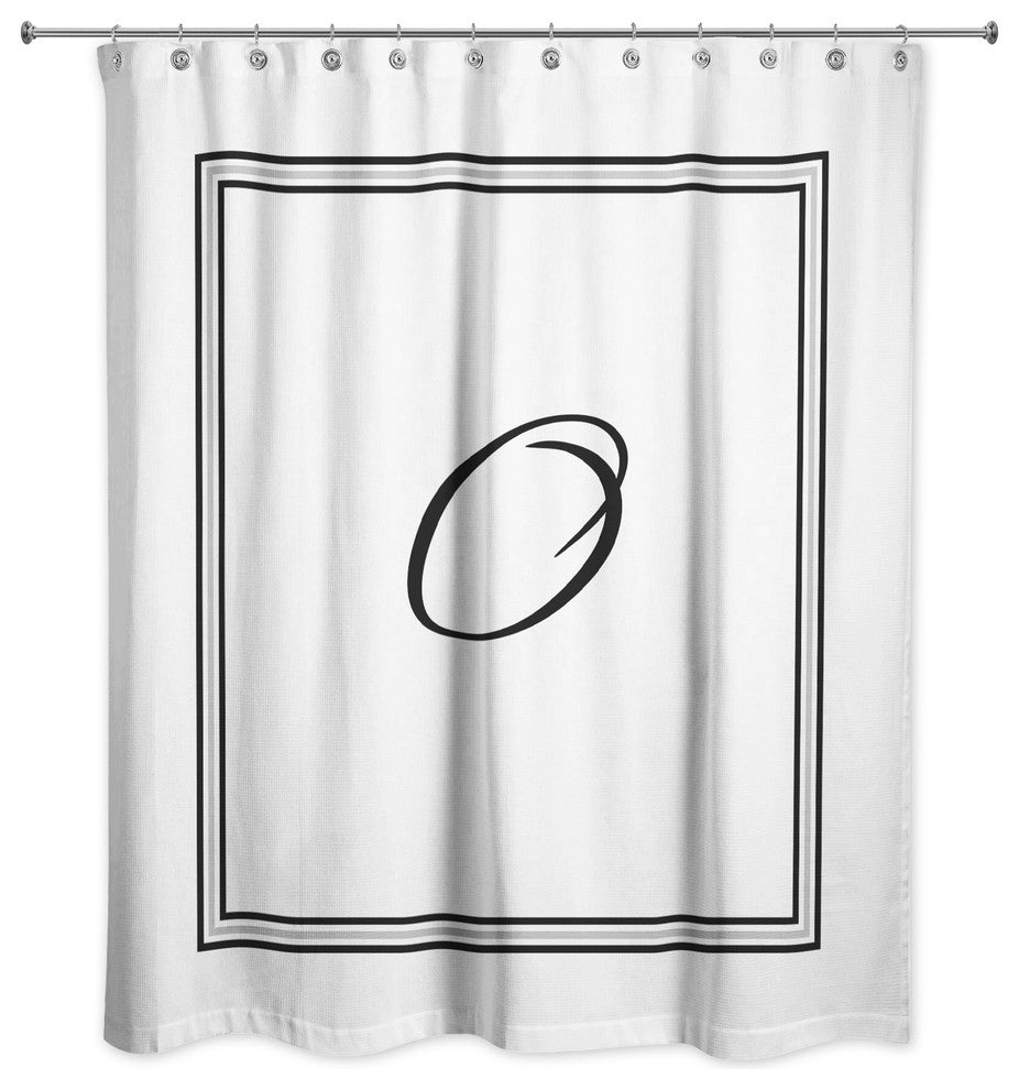 Classic White Monogrammed Shower Curtain, O