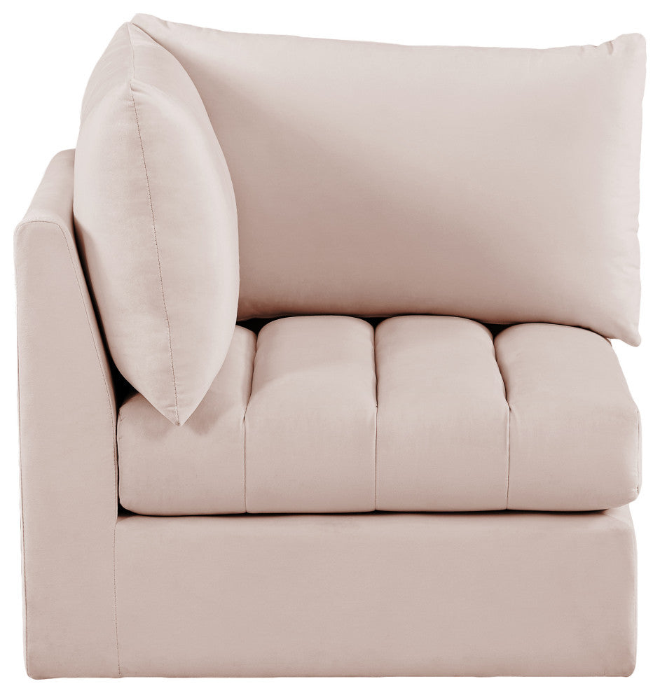 Jacob Velvet Upholstered Modular Corner Chair, Pink