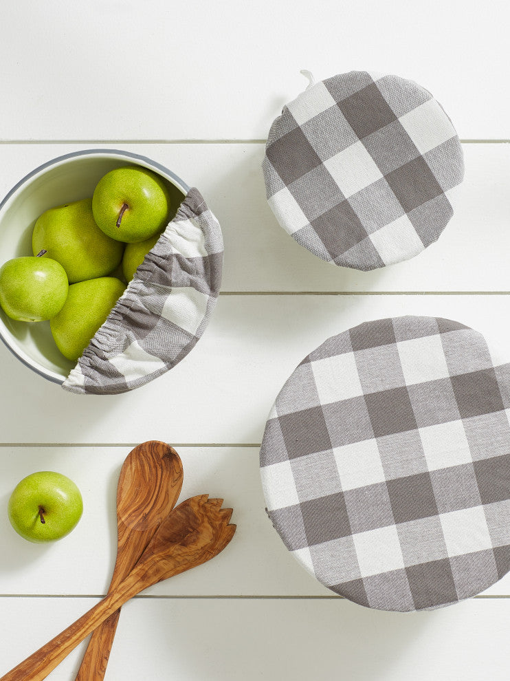 DII Asst Gray Buffalo Check Woven Dish Cover (Set of 3)