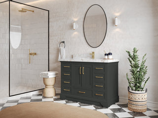Charlotte 48" Single Sink Bath Vanity in Black Top 2" White Quartz
