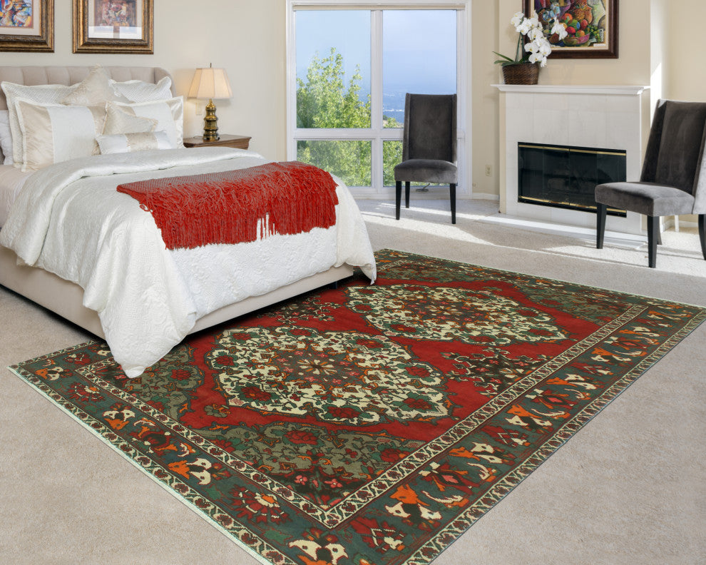 Fine Vintage Distressed Ahtisham Red/Ivory Rug, 6'6 x 9'10