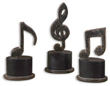 Uttermost Music Notes Metal Figurines, Set of 3