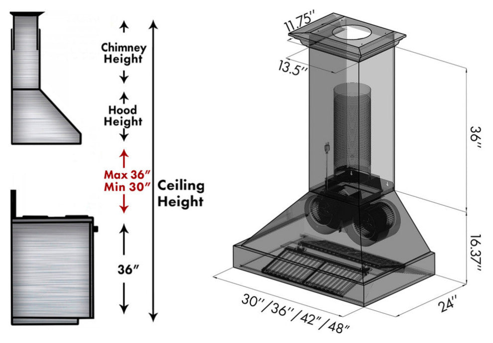ZLINE 48 in. Designer Series Wall Mount Range Hood, 8667B-48
