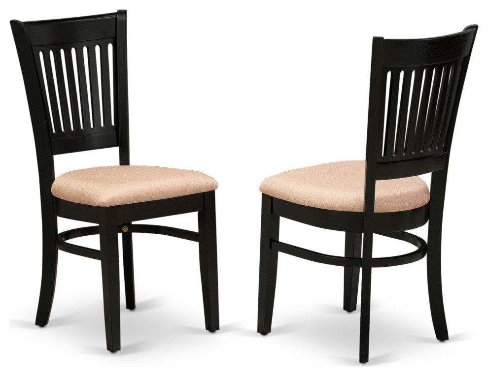 3Pc Dining Set 2 Dining Chair, Kitchen Table Seat, Slatted Chair Back Black