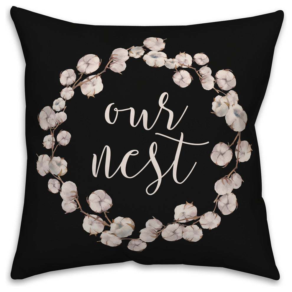 Our Nest Cotton Wreath 18x18 Throw Pillow