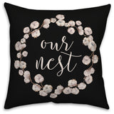 Our Nest Cotton Wreath 18x18 Throw Pillow