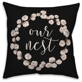 Our Nest Cotton Wreath 18x18 Throw Pillow