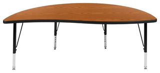 60" Half Circle Wave Activity Table- Height Adj. Short Legs, Oak
