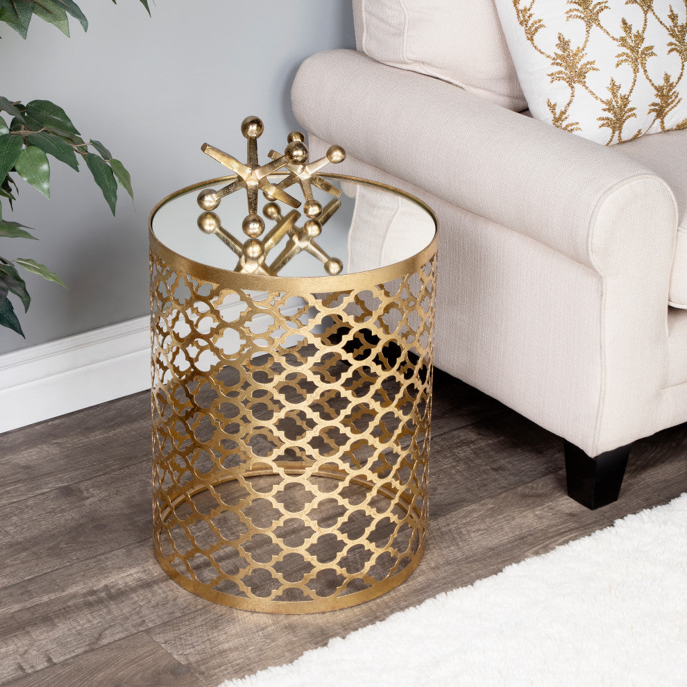 Butler Corselo Mirror and Gold Metal Accent Table