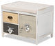 Modern Transitional Beige Fabric Upholestred Wood 3-Drawer Storage Bench