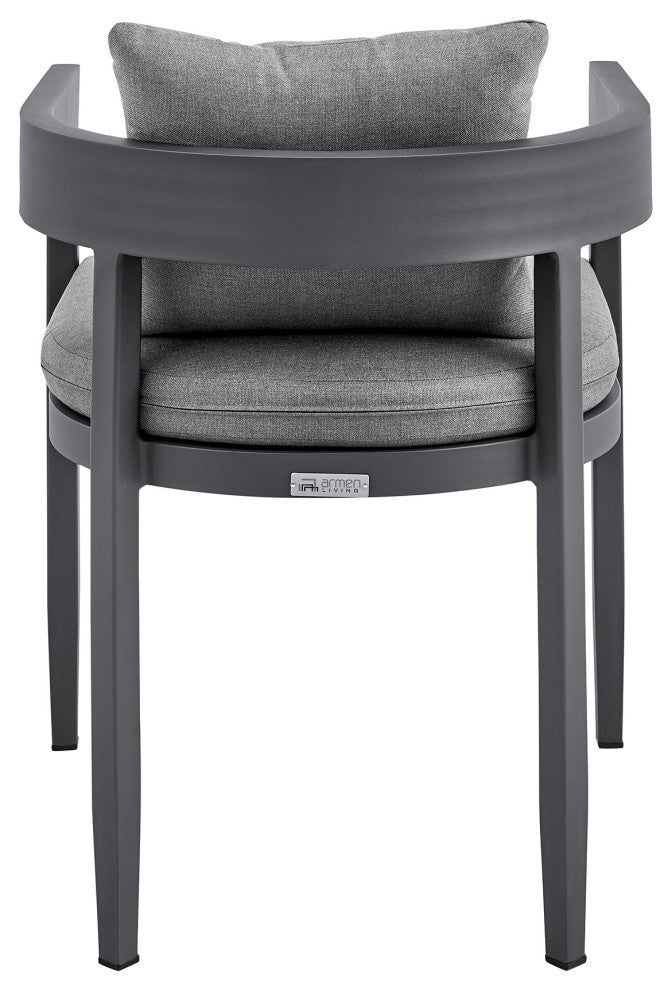 Argiope Outdoor Patio Dining Chairs, Aluminum With Gray Cushions, Set of 2