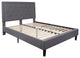 Contemporary Queen Platform Bed, Plywood Frame & Tufted Headboard, Light Grey