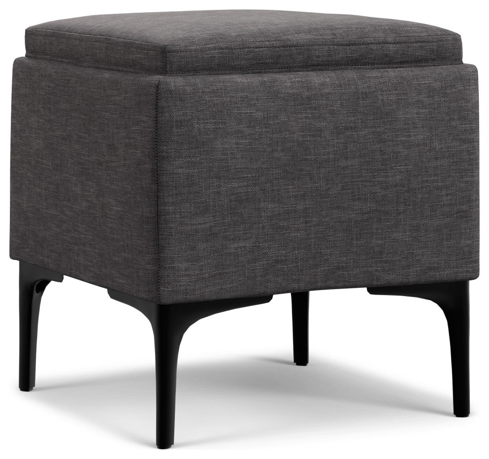 Natasha Storage Ottoman With Tray, Slate Grey
