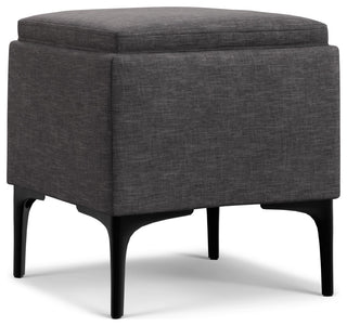 Natasha Storage Ottoman With Tray, Slate Grey