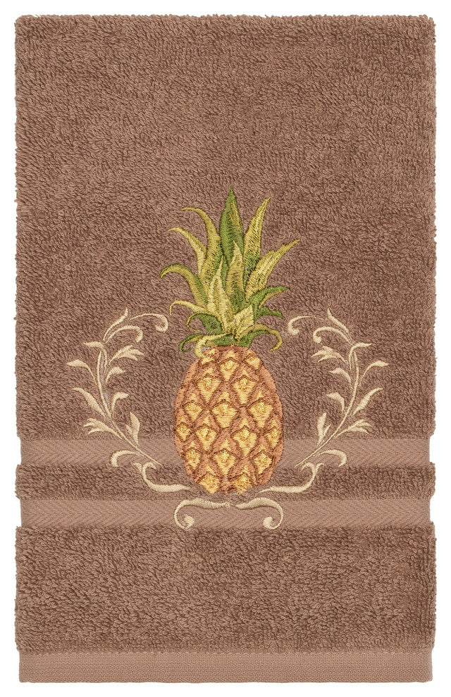 Linum Home Textiles Welcome Embellished, Latte, Hand Towel, 4-Piece Set