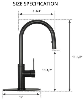 Akicon™ Copper Pull Out Kitchen Faucet With Deck Plate, Single Level Solid Brass, Matte Black