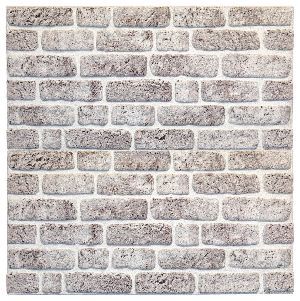 Faux Brick 3D Wall Panels, White Gray, Sample 10x10"