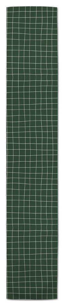 Green Grid Pattern 16x90 Cotton Twill Runner