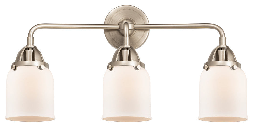 Small Bell Bath Vanity Light, Brushed Satin Nickel, Matte White, Matte White