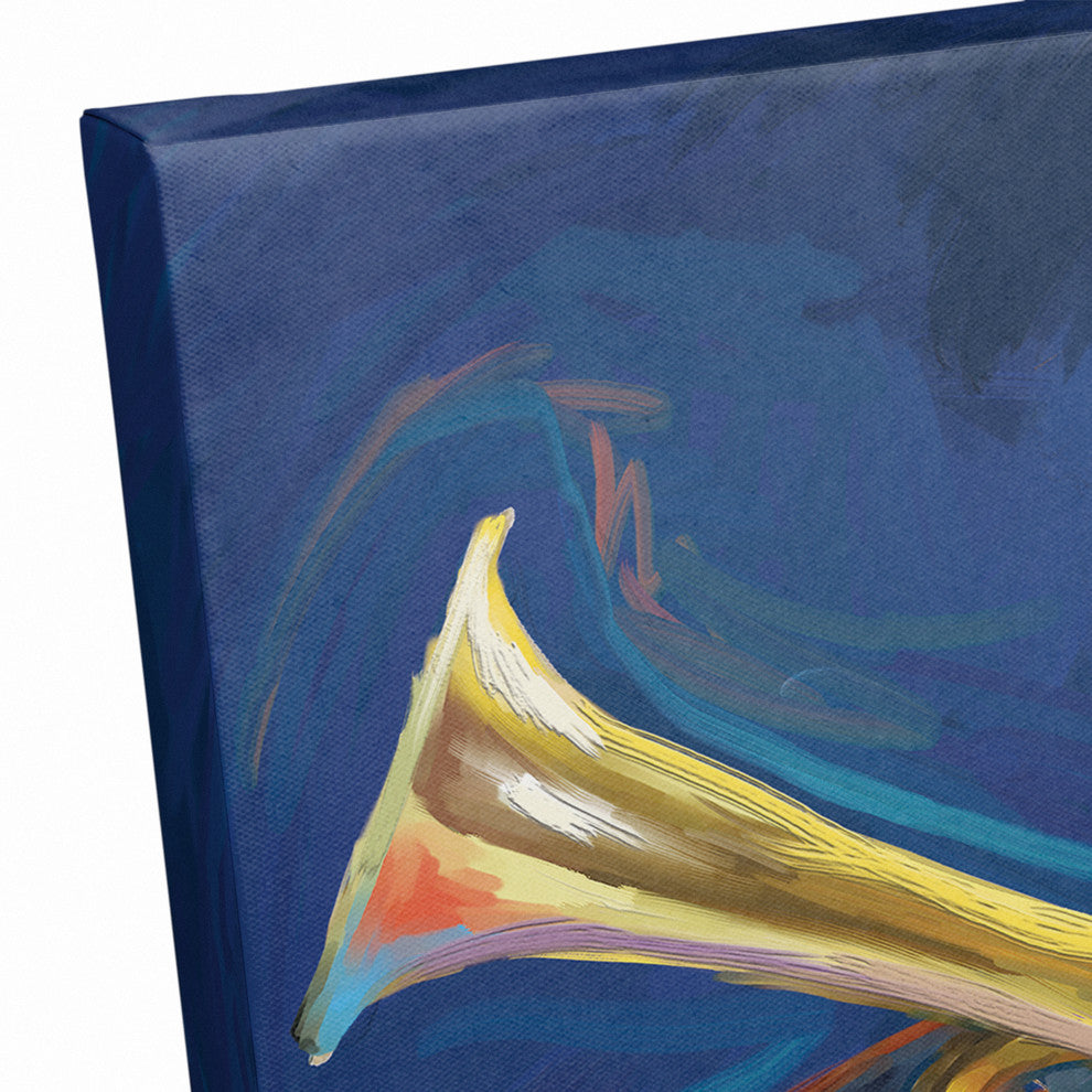 Trumpet Trombone and Tambourine Painting 16x16 Print on Canvas