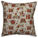 Kids Whimsical Folk Pattern, Red Outdoor Throw Pillow, 16"x16"