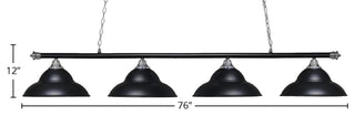 Oxford 4-Light Bar, Chrome & Matte Black/Matte Black Double Bubble Metal Shade