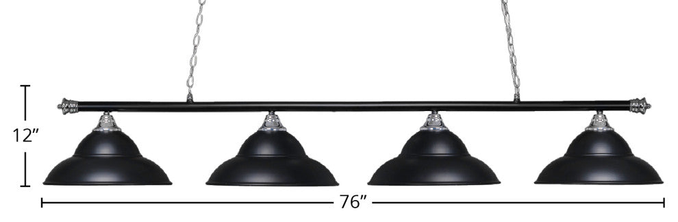 Oxford 4-Light Bar, Chrome & Matte Black/Matte Black Double Bubble Metal Shade