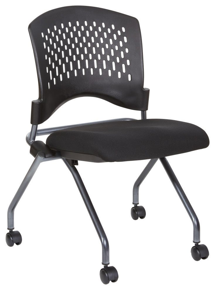 Deluxe Armless Folding Chair, Titanium, Set of 2