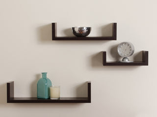 Danya B. Laminated Floating "U" Shelves (Set of 3), Walnut