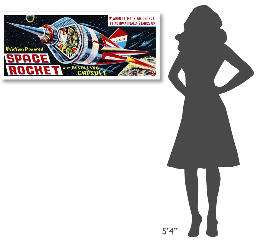 "Space Rocket with Revolving Capsule" Print by Retrorocket, 46"x20"