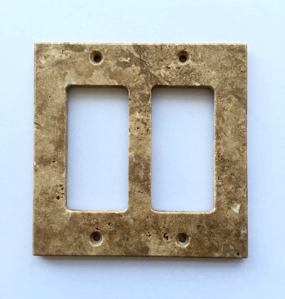 Travertine Switch Wall Plates Covers - Honed (Matte), Walnut, 2 Rocker