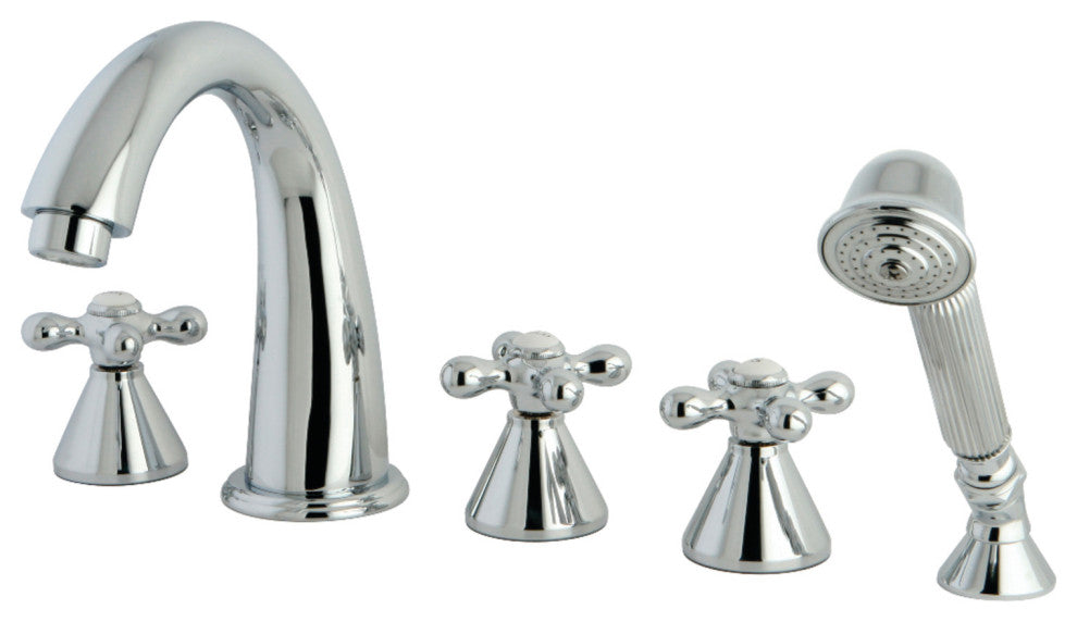 Kingston Brass Roman Tub Faucet 5 Pieces With Hand Shower, Polished Chrome