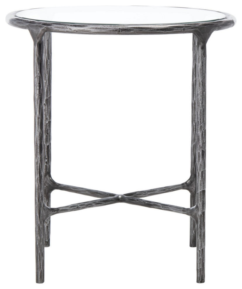 Safavieh Couture Jessa Forged Metal Round End Table, Silver