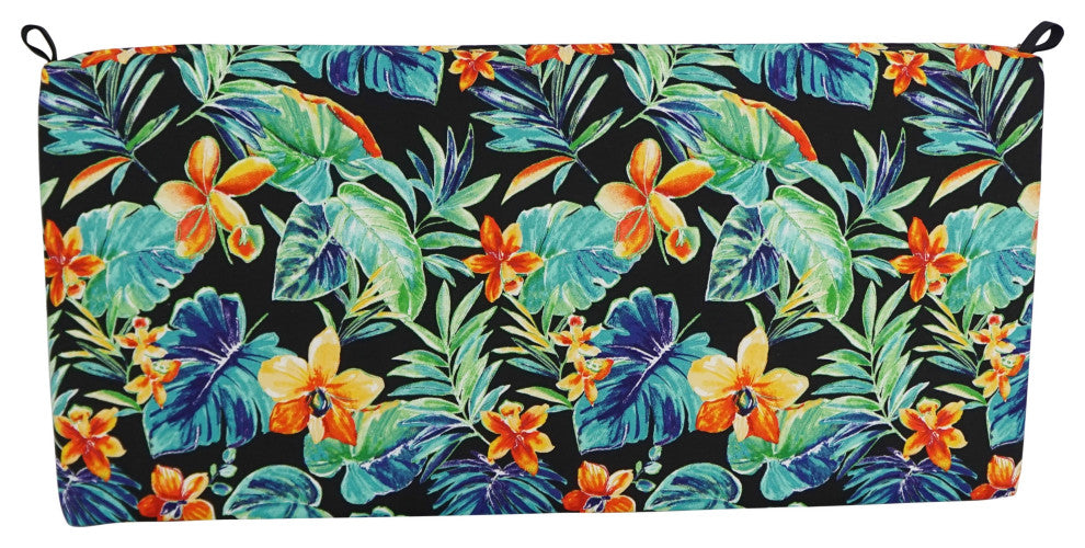 42"X19" Patterned Outdoor Spun Polyester Loveseat Cushion, Beachcrest Caviar