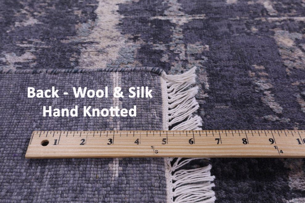 7' 11" X 10' 0" Woman Under The Rain Hand Knotted Wool & Silk Rug - Q13157