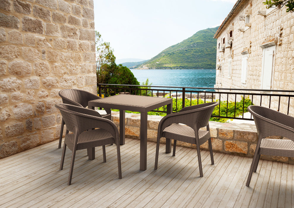 Compamia Orlando Outdoor Square Dining Table, Brown