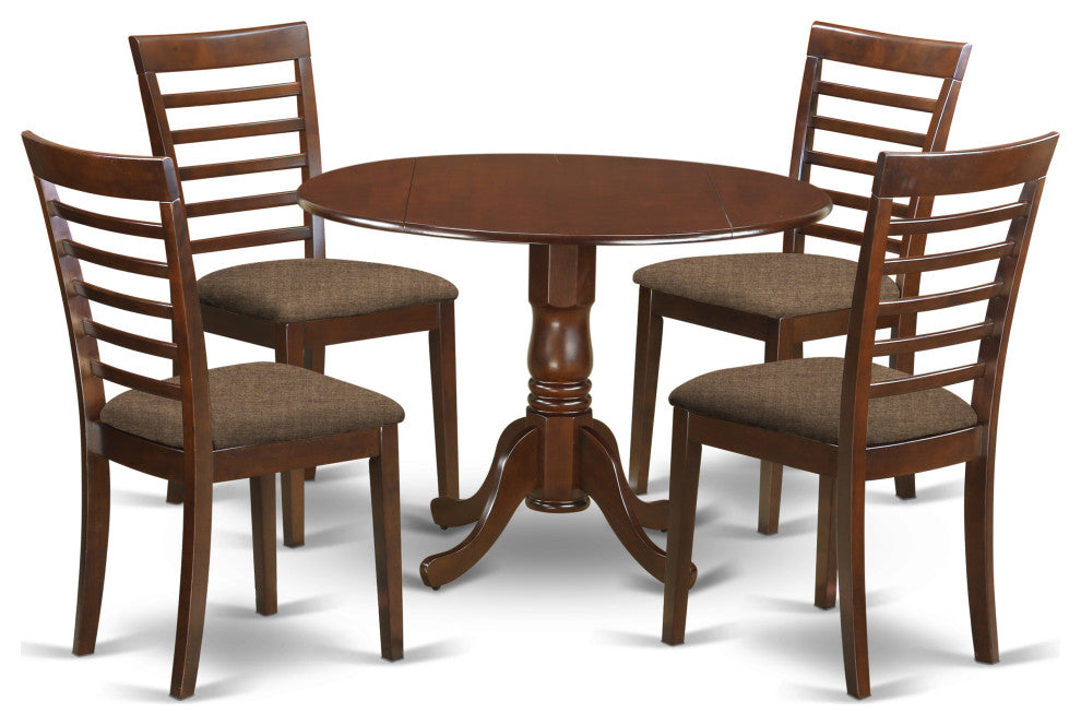 5 Pc Kitchen Table Set -Dining Table And 4 Linen Kitchen Chairs
