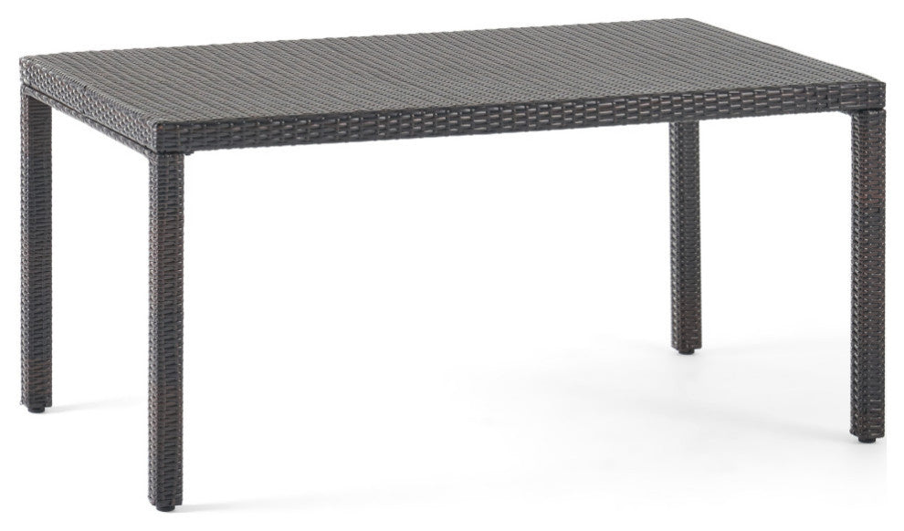 GDF Studio 7-Piece Edene Outdoor Wicker Rectangular Dining Set