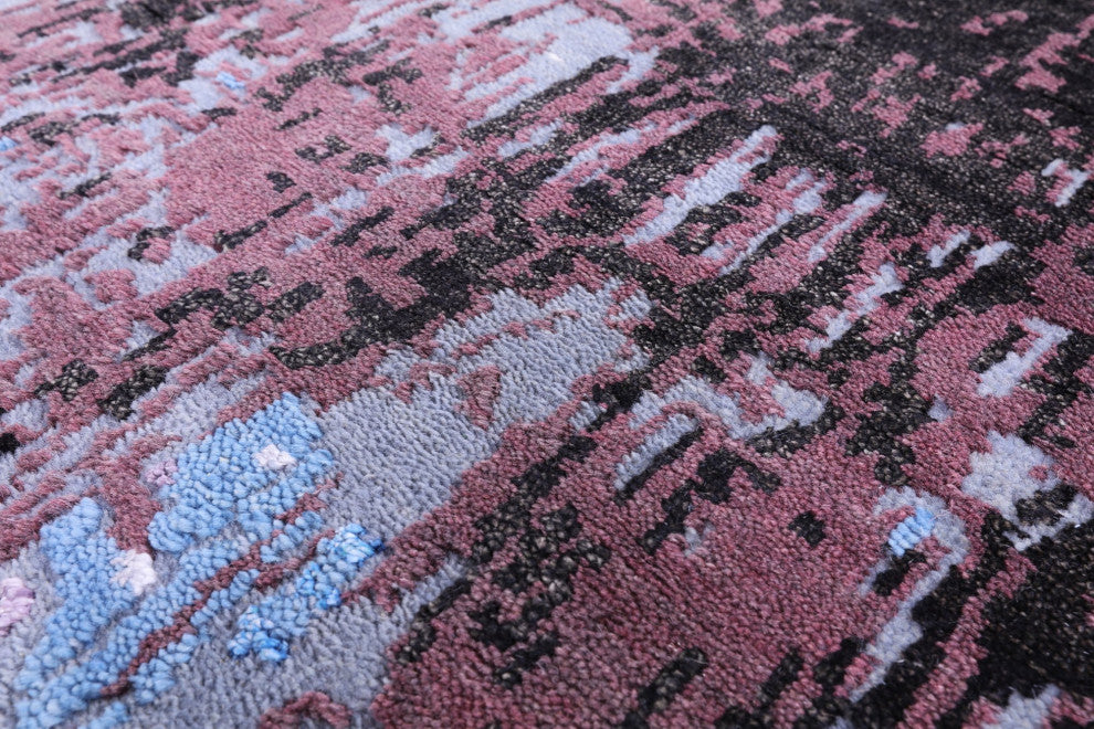 9' 1" X 11' 10" Wool and Silk Abstract Handmade Rug Q8781