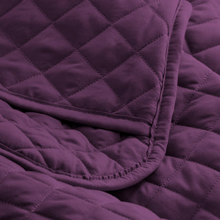 Bare Home Diamond Stitched Coverlet Set, Plum, Full/Queen