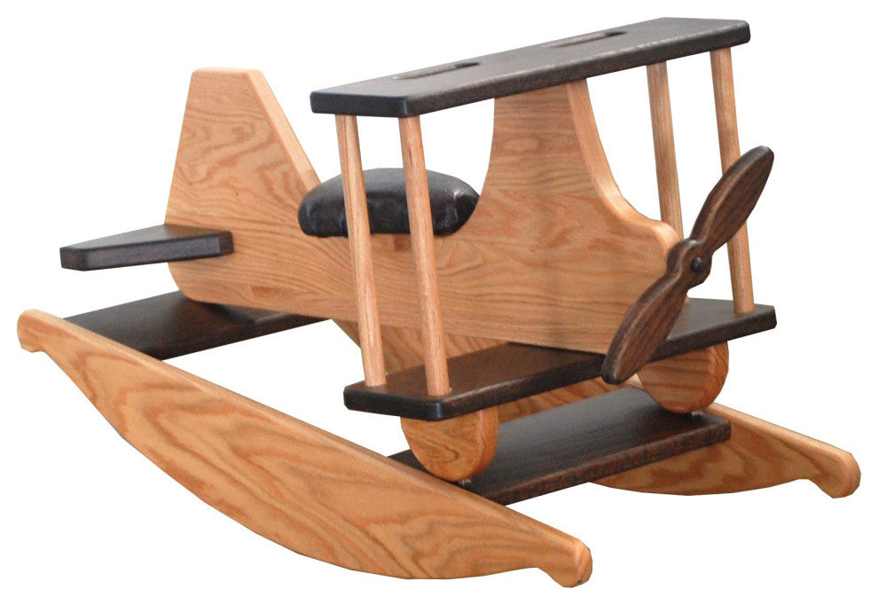 Amish Made Oak Child's Rocking Airplane