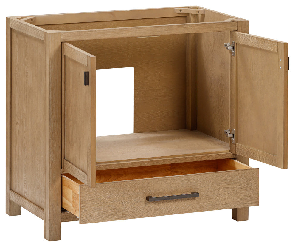 Modero Vanity Combo With Cala White Top, Brushed Oak, 36", Single Sink