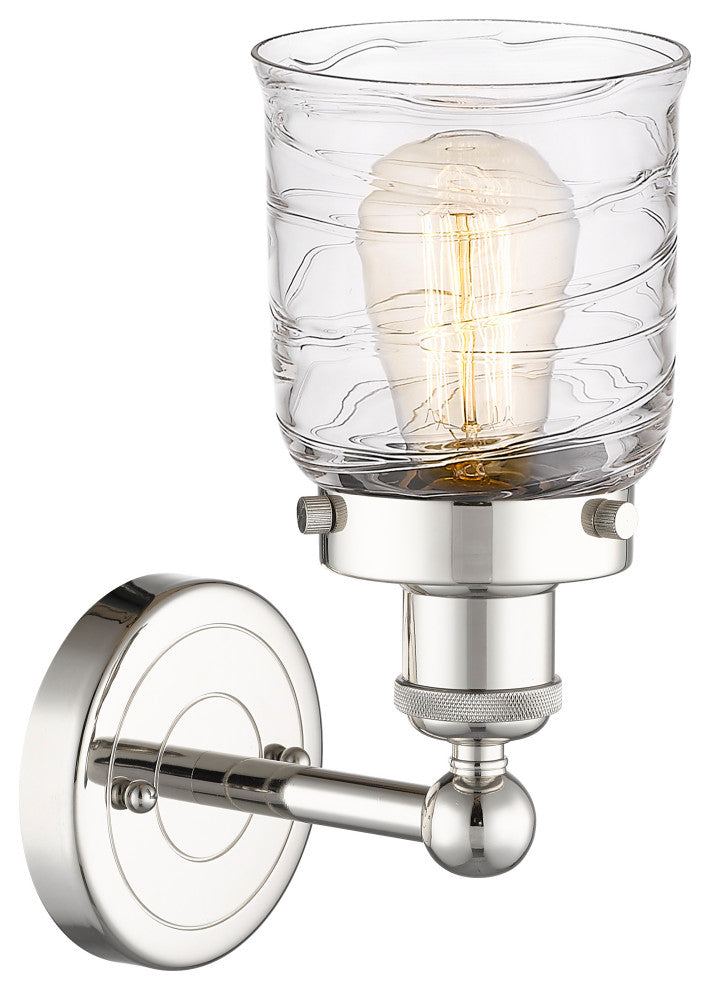 Small Bell 1-Light 7" Sconce, Polished Nickel Finish, Clear Shade