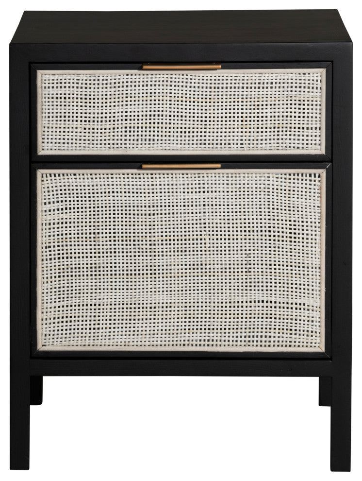 Rattan Filing Cabinet, Black/Beige
