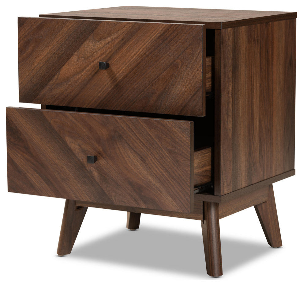 Hugo Mid-Century Night Stand, Walnut Brown