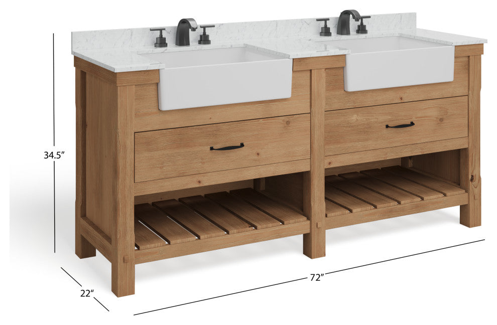Bosque Bath Vanity, Weathered Fir, 72", Double Sink, Farmhouse, Freestanding