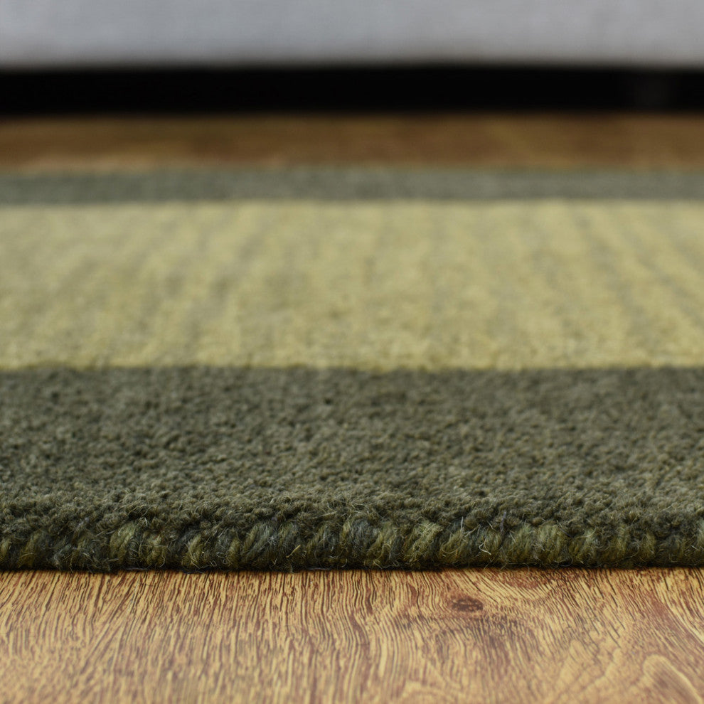 HAND TUFTED WOOL ECO-FRIENDLY AREA RUGS-Green Color, Contemporary Design