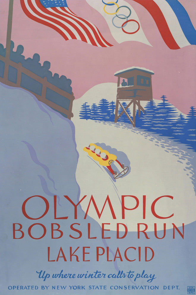 "Olympic Bobsled Run" Painting Print on Wrapped Canvas, 12"x18"